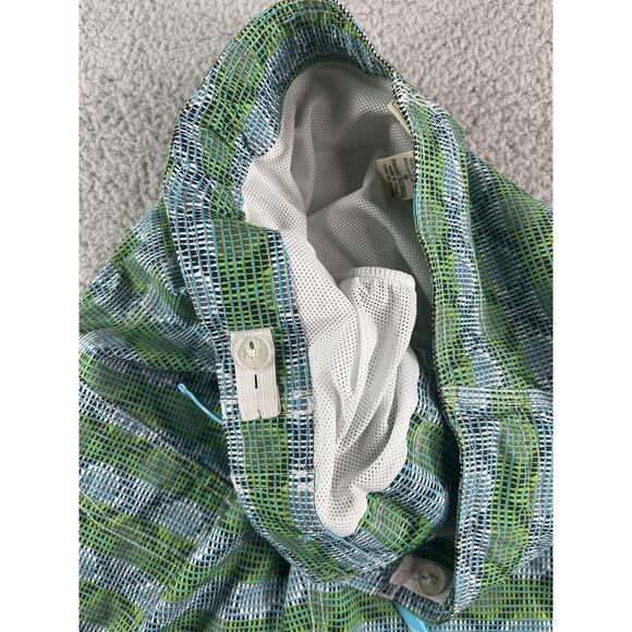 LL Bean Swim Shorts Boys 16 Trunks Green Geometric Drawstring Lined Pocket - Picture 7 of 13